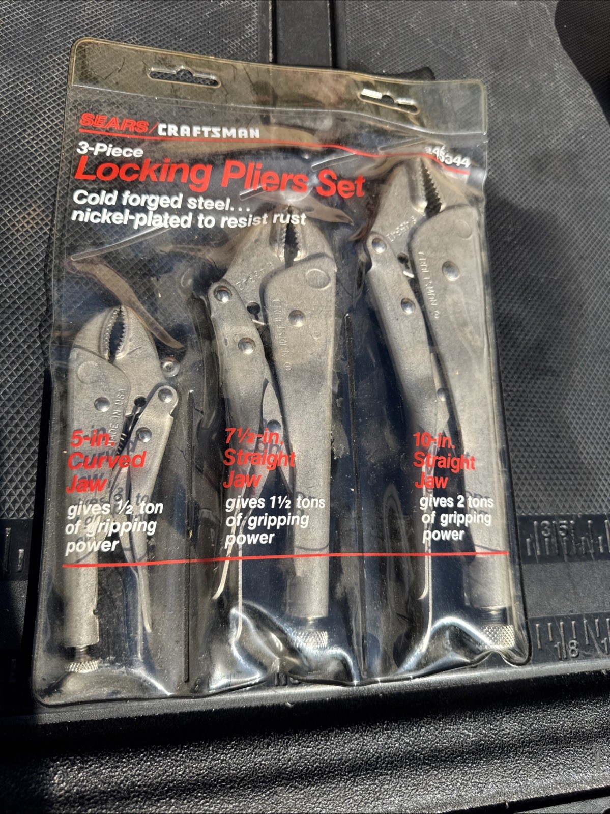 Sears Craftsman USA Nos 3pc Locking Plier Set 10” Straight 7.5” Straight 5 45344
