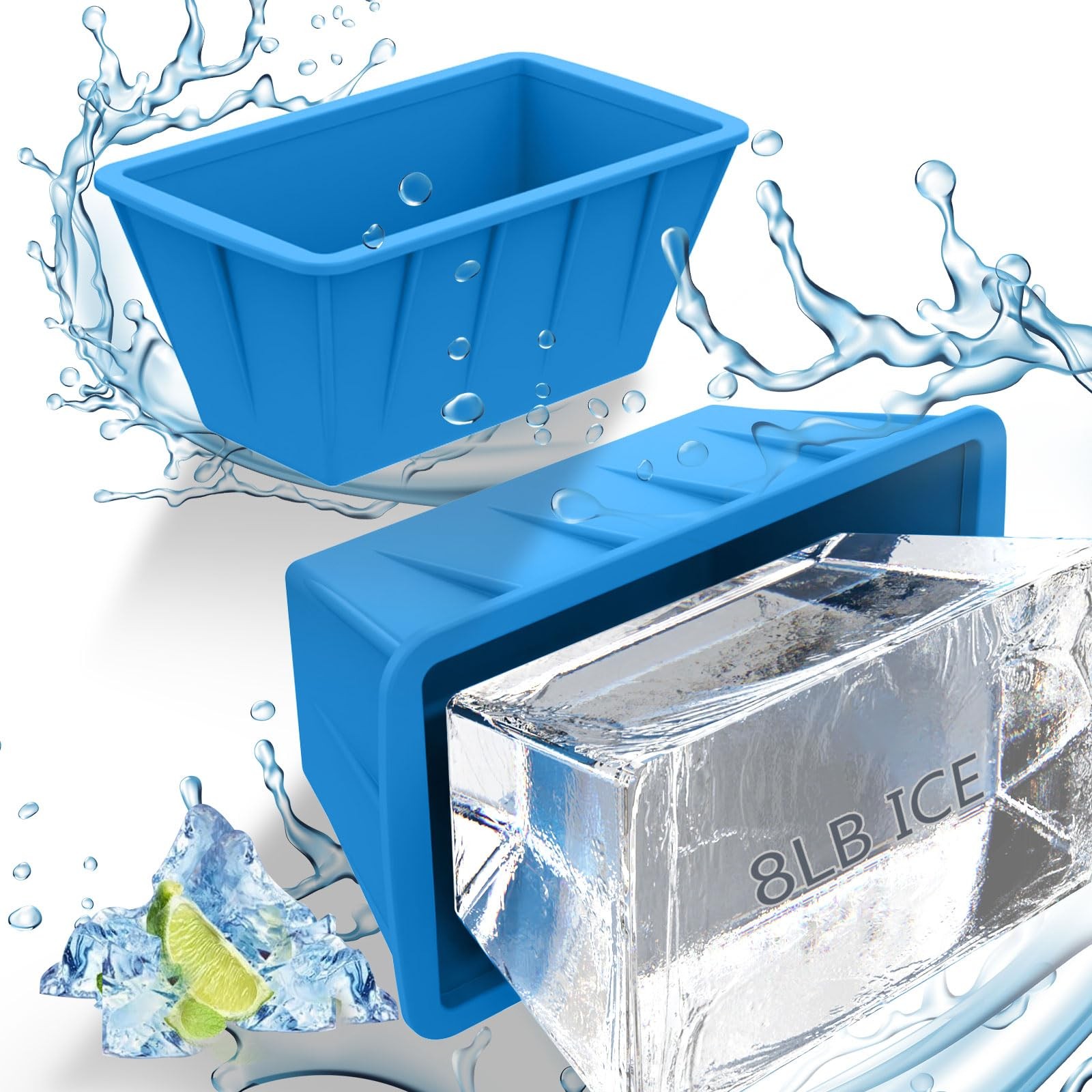 2Pcs Extra Large Ice Block Mold Large Silicone Ice Tray for Plunge Or Coolers