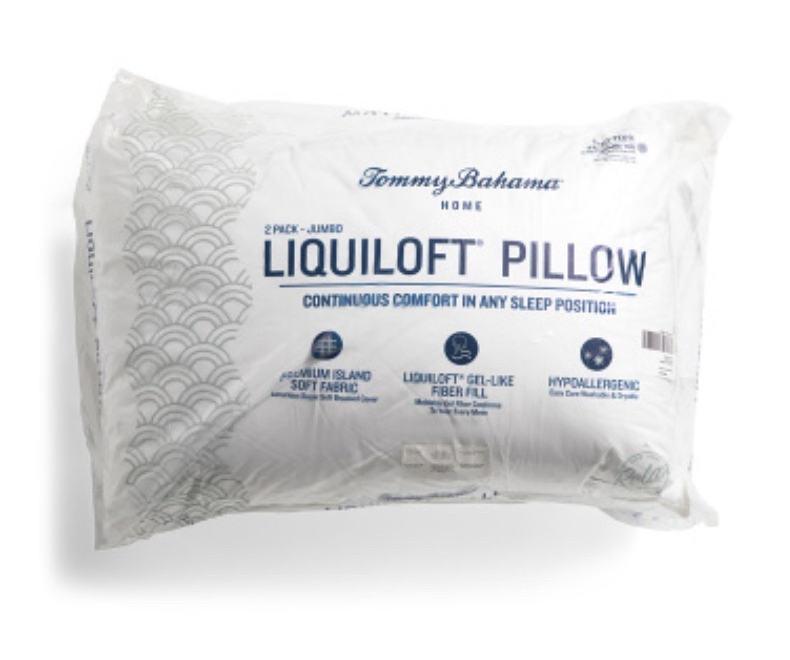 Tommy Bahama Liquiloft Hypoallergenic Jumbo Bed Pillow Set 2 Pack White