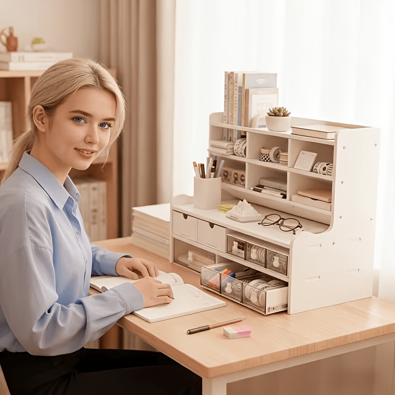 Multifunctional Desktop Organizer Shelf, Office Display And Storage Rack