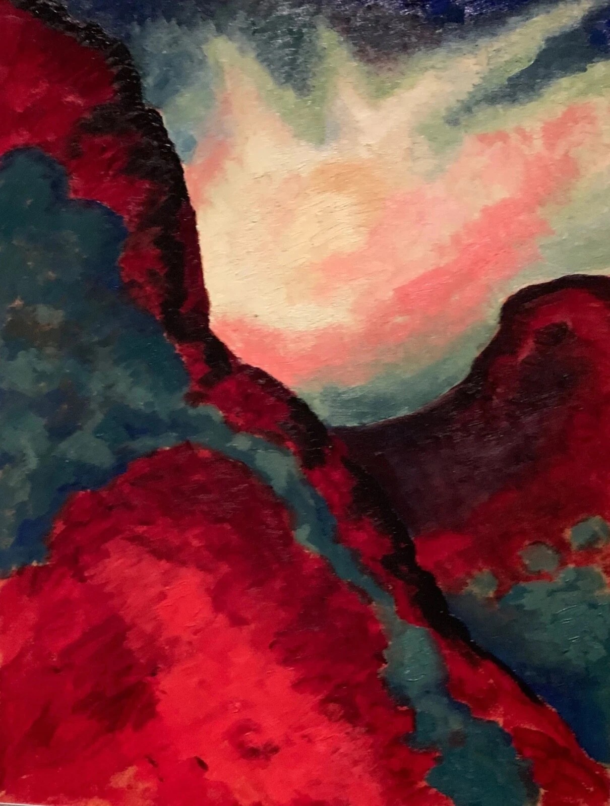Georgia O’Keeffe Red Landscape 1918 VINTAGE art print antique painting