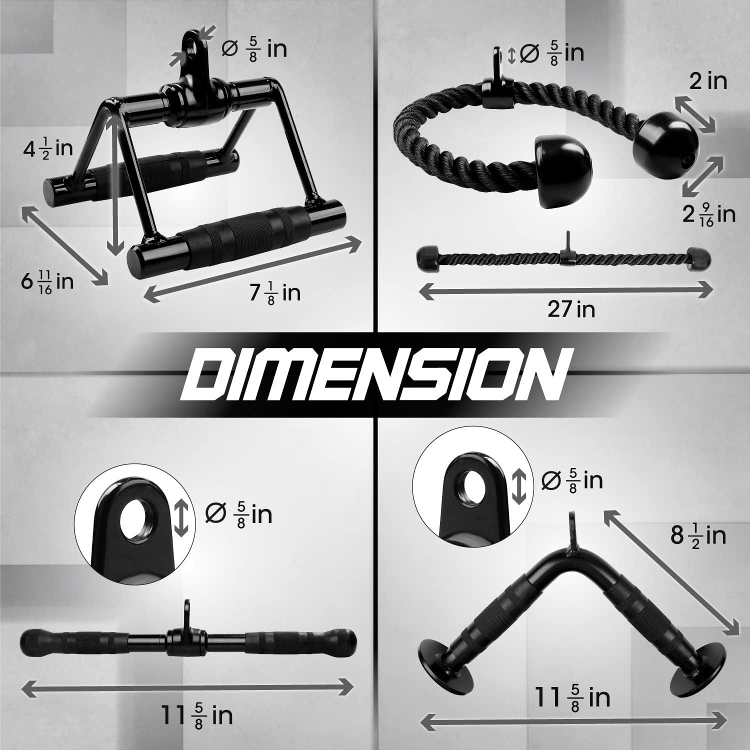 Tricep Rope & Cable Accessories - 4-Piece Set for Optimal Workout Performance