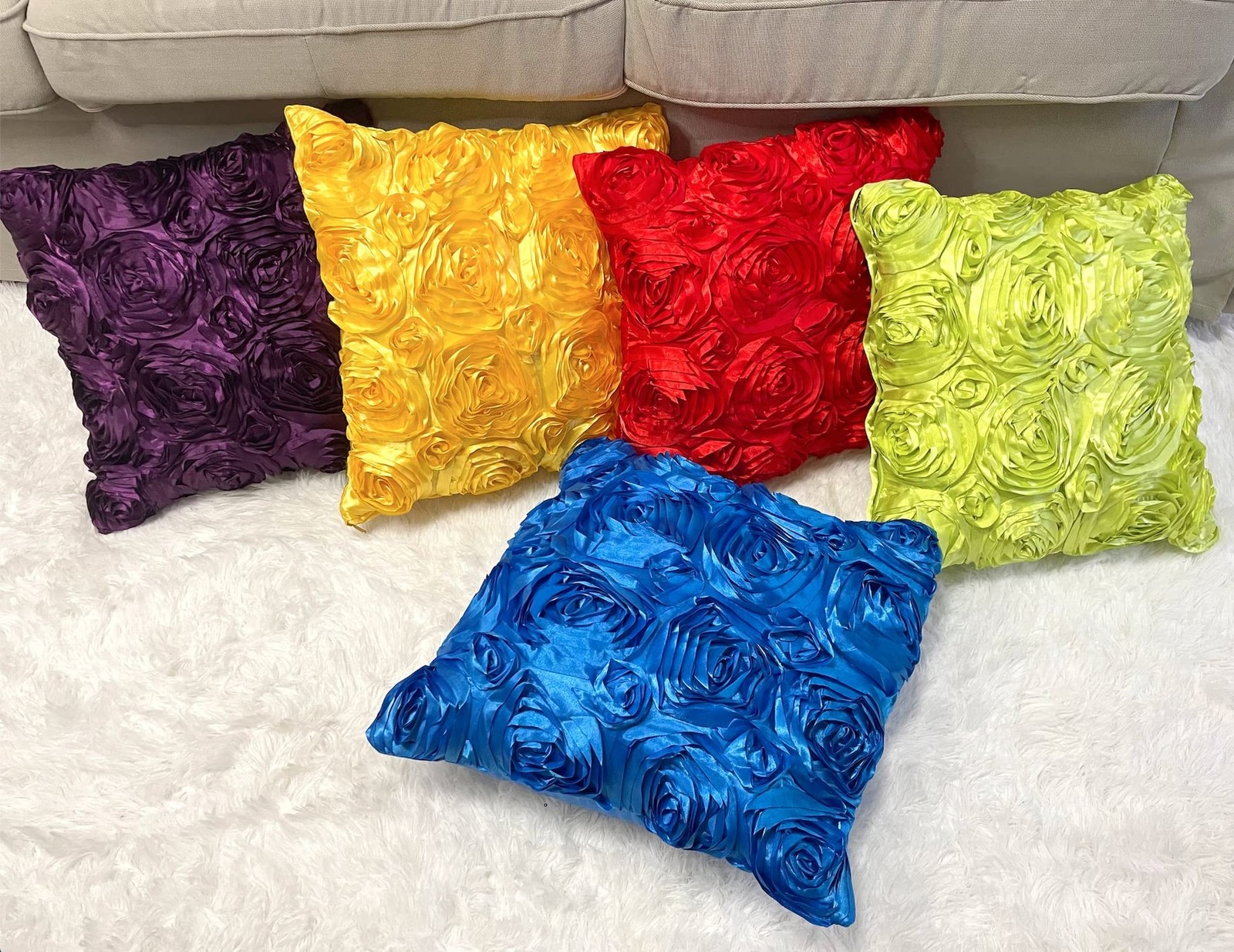iMaylex Soft Decorative Satin Rose Throw Pillow Covers for Easter Lumbar Fall...