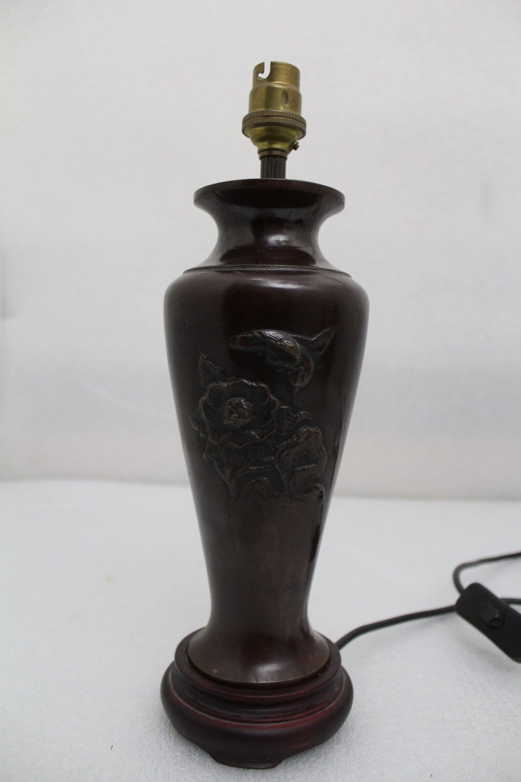 Early 20th Century Japanese Bronze Vase Converted Table Lamp