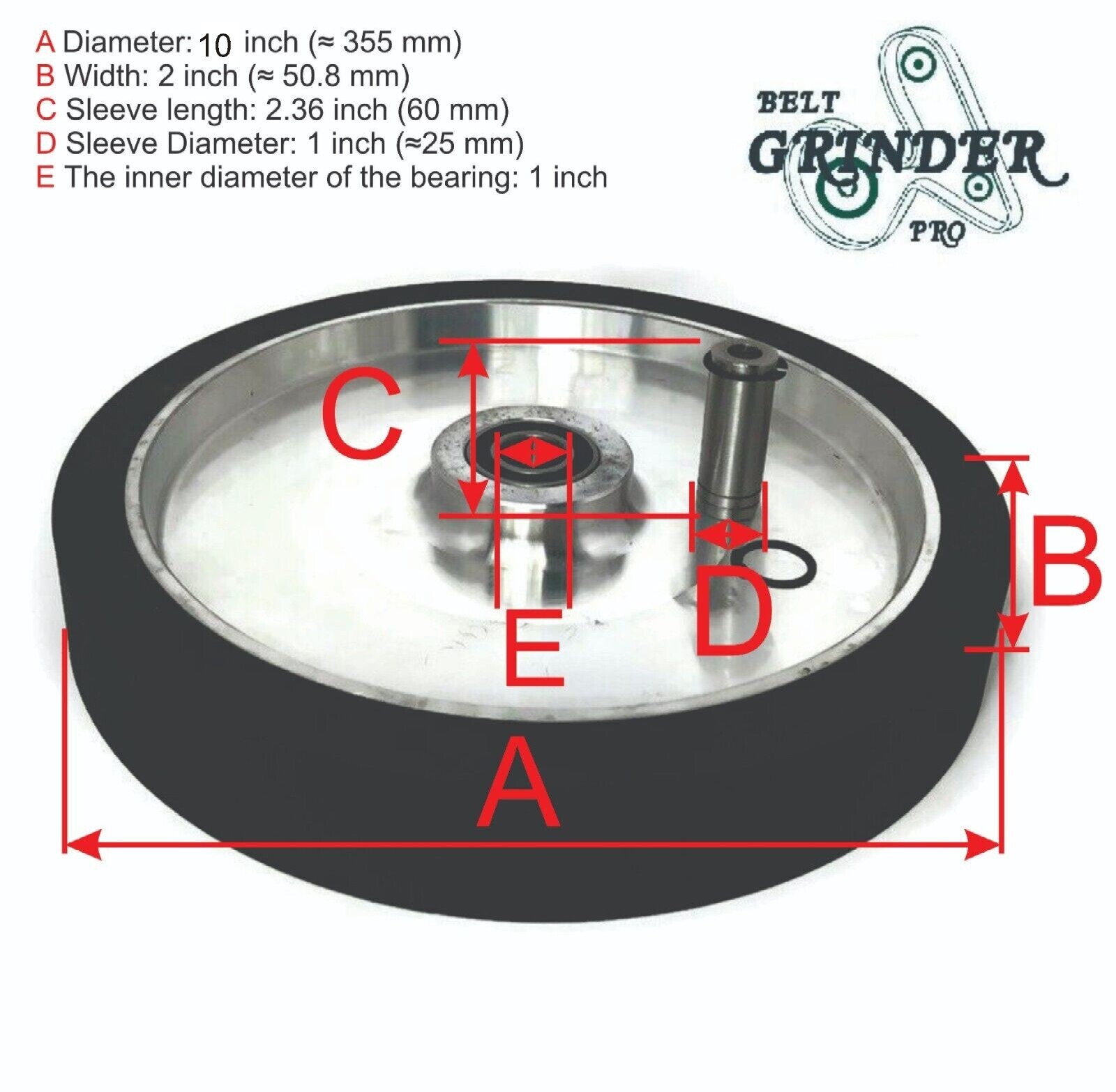 10" Smooth Black Rubber Contact Wheel With 1/2 inch bore