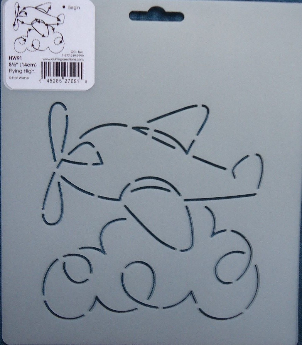 Stencil Quilting  Flying High HW91 5 1/2" 14cm quilt sew craft airplane QC plane