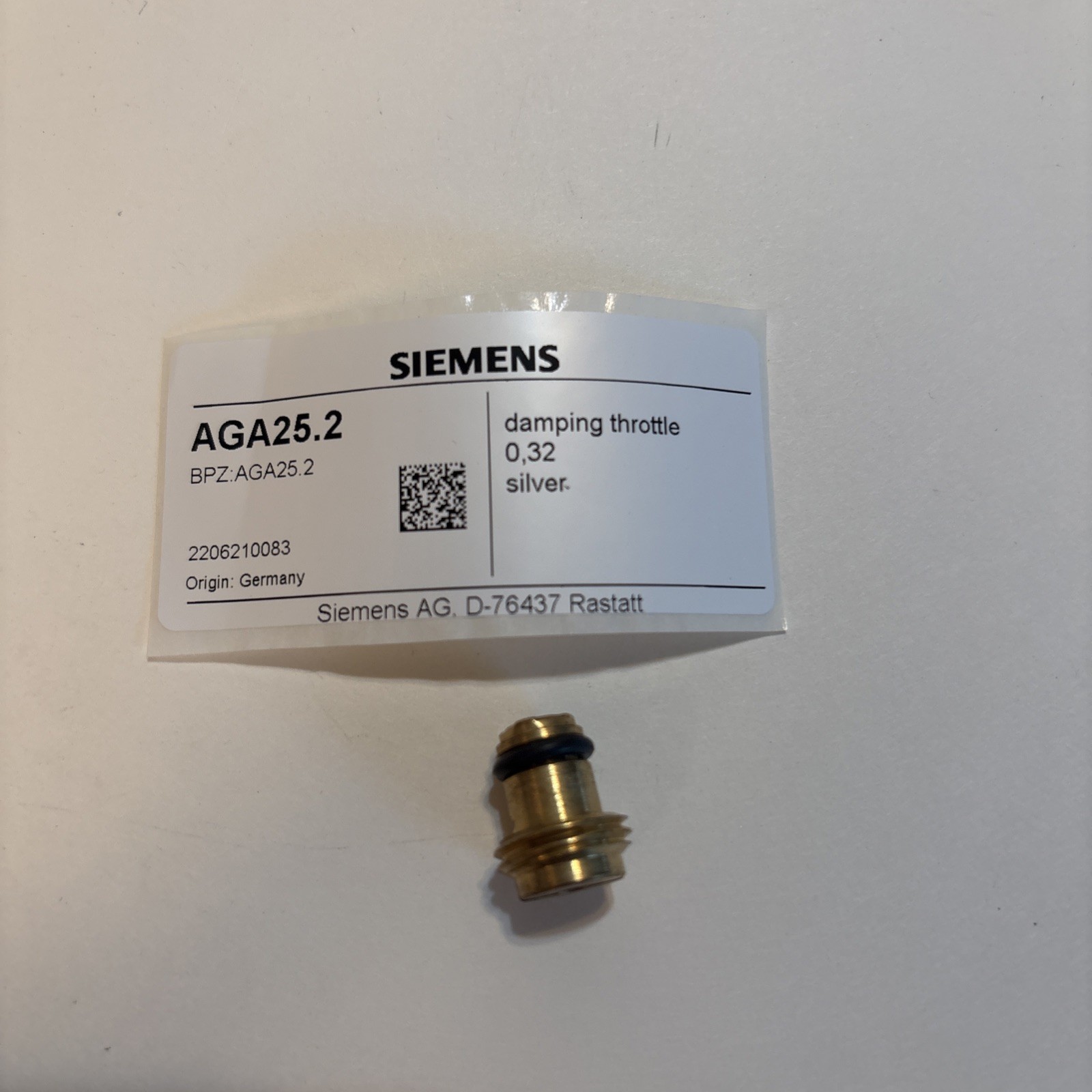 AGA25.2 Siemens Damping Orifice OEM AGA25.2