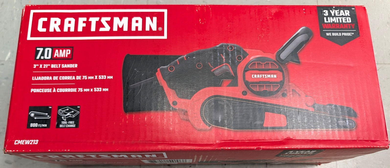 NEW CRAFTSMAN CMEW213- Corded 7 AMP Belt Sander - Free Ship