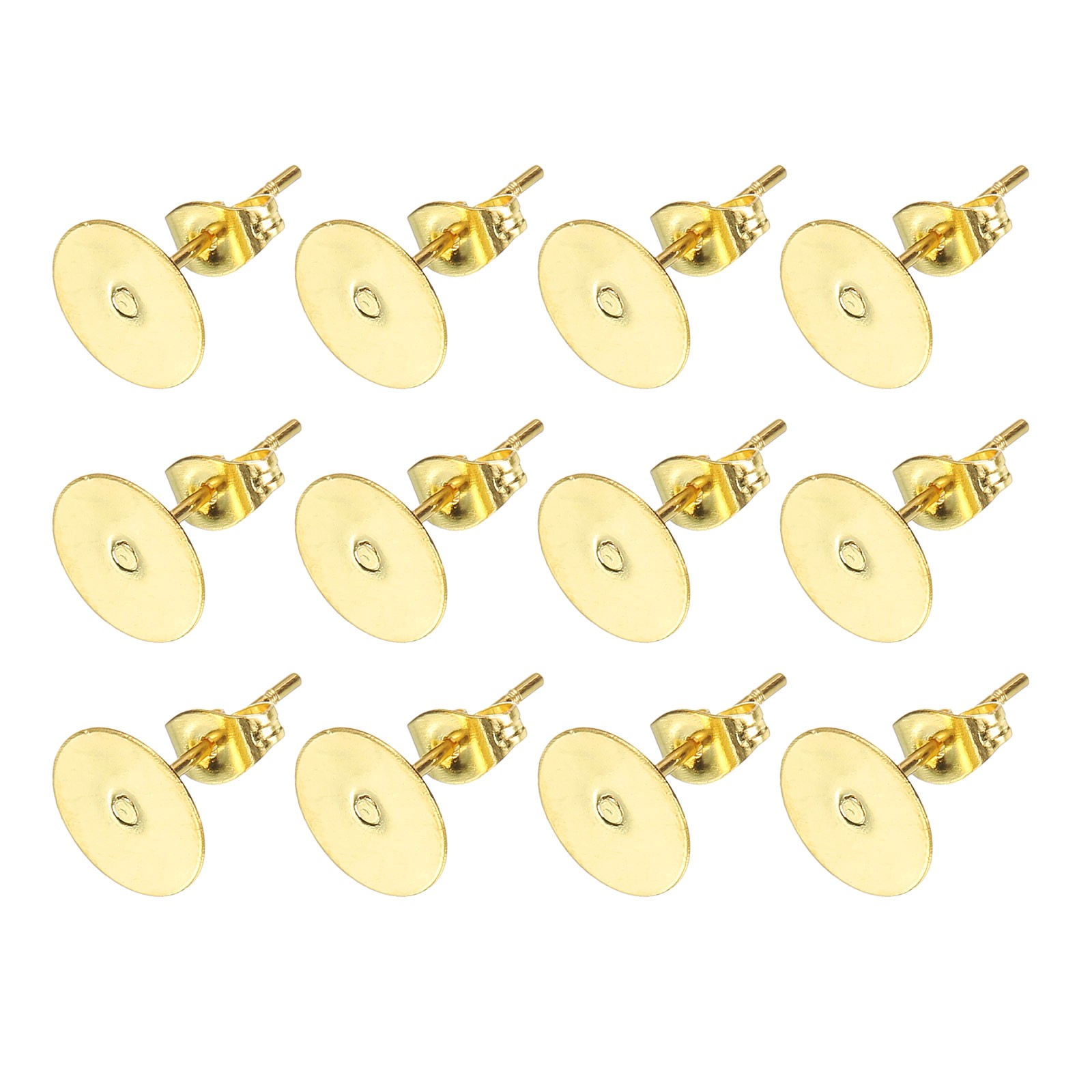 20Pcs Stud Earring Posts, 8mm Ear Pin with Butterfly Earring Backs, Gold