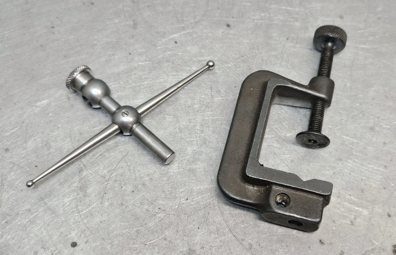 Starrett No. 196 dial indicator set with an Enco magnetic base