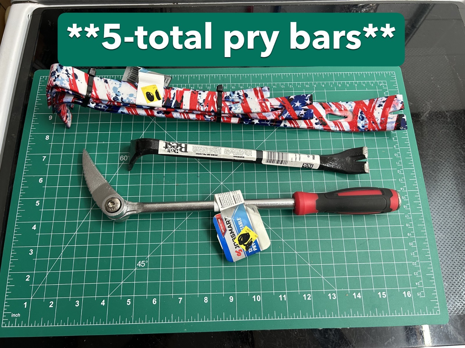 New 5-piece lot Pry Bar DO IT Jobsmart American Flag Carbon Steel Adjustable