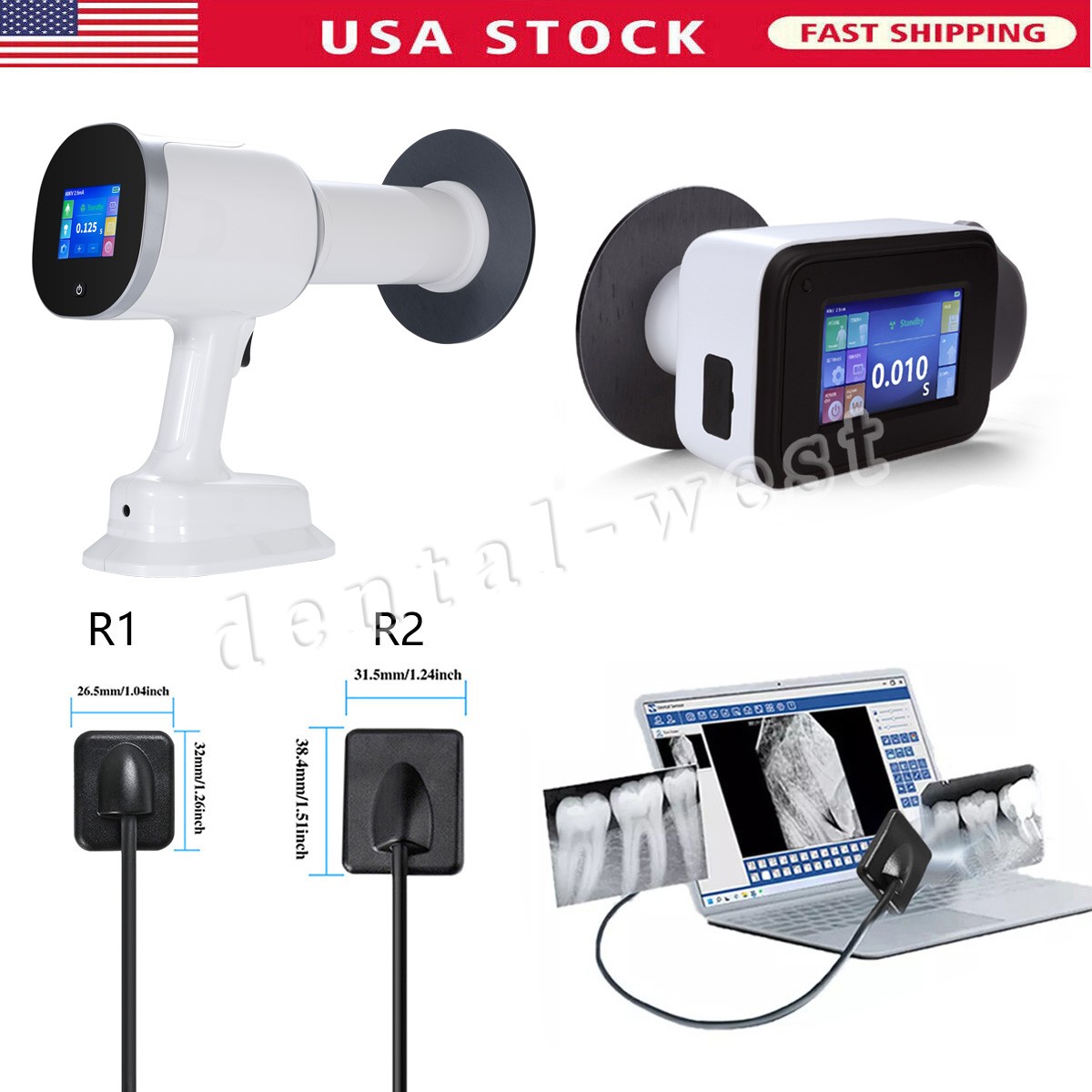 Portable Dental X Mobile Unit Ray Digital Machine Shield/Sensor Size 1/2.0