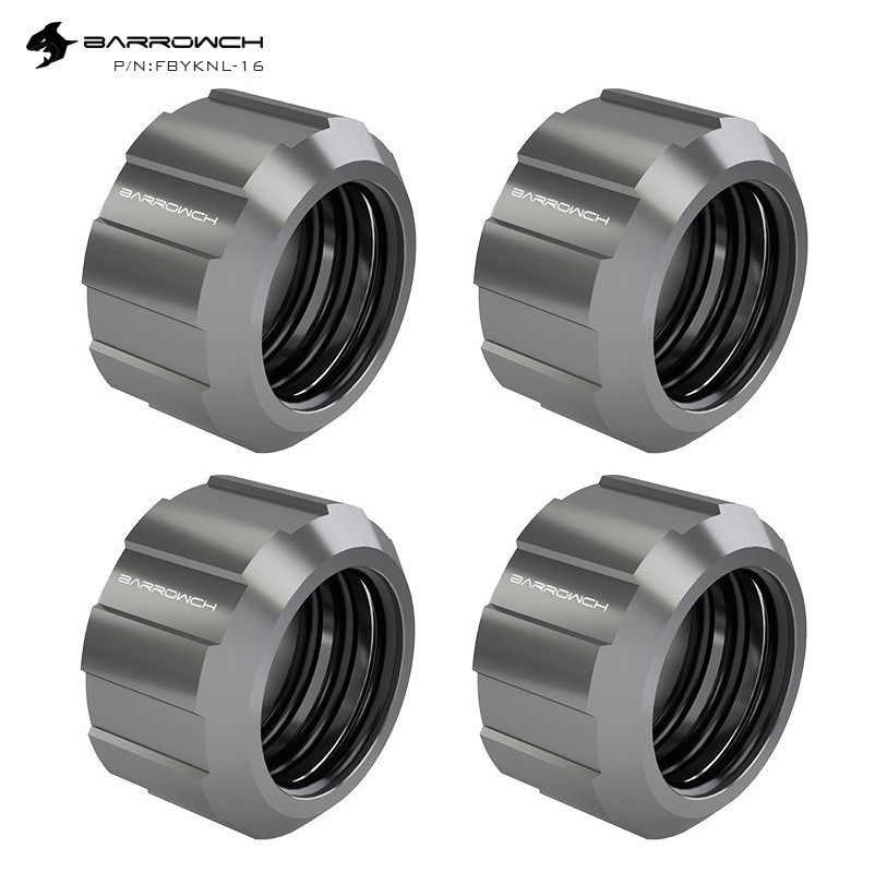 4 Pack BarrowCH Helm G1/4" Compression Fitting 16mm OD Rigid Tubing Black Nickel