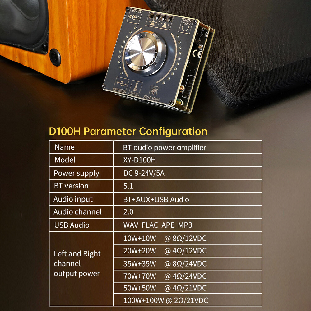 HIFI Stereo Bluetooth Amplifier Board 100W*2 Dual Channel Audio Amplifier Module