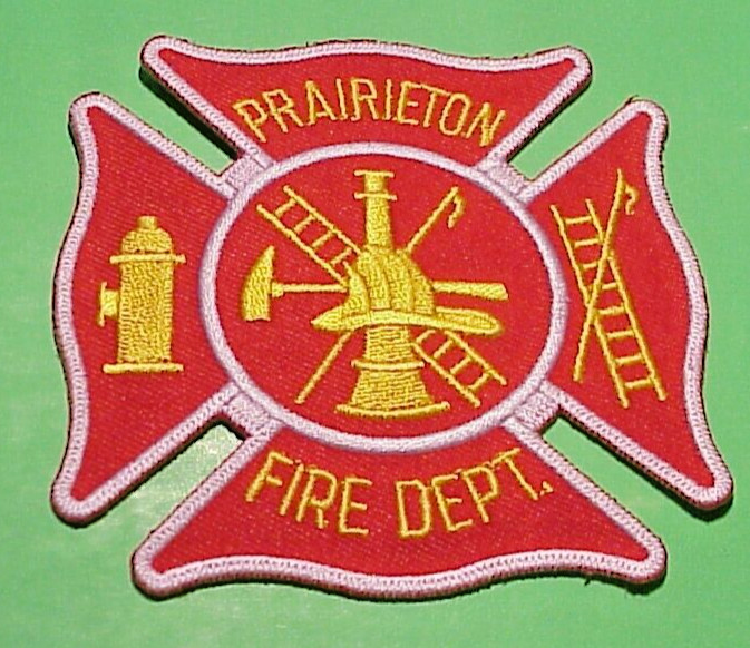 PRAIRIETON  INDIANA  IN  3 1/2"  FIRE DEPT  PATCH  FREE SHIPPING!!!