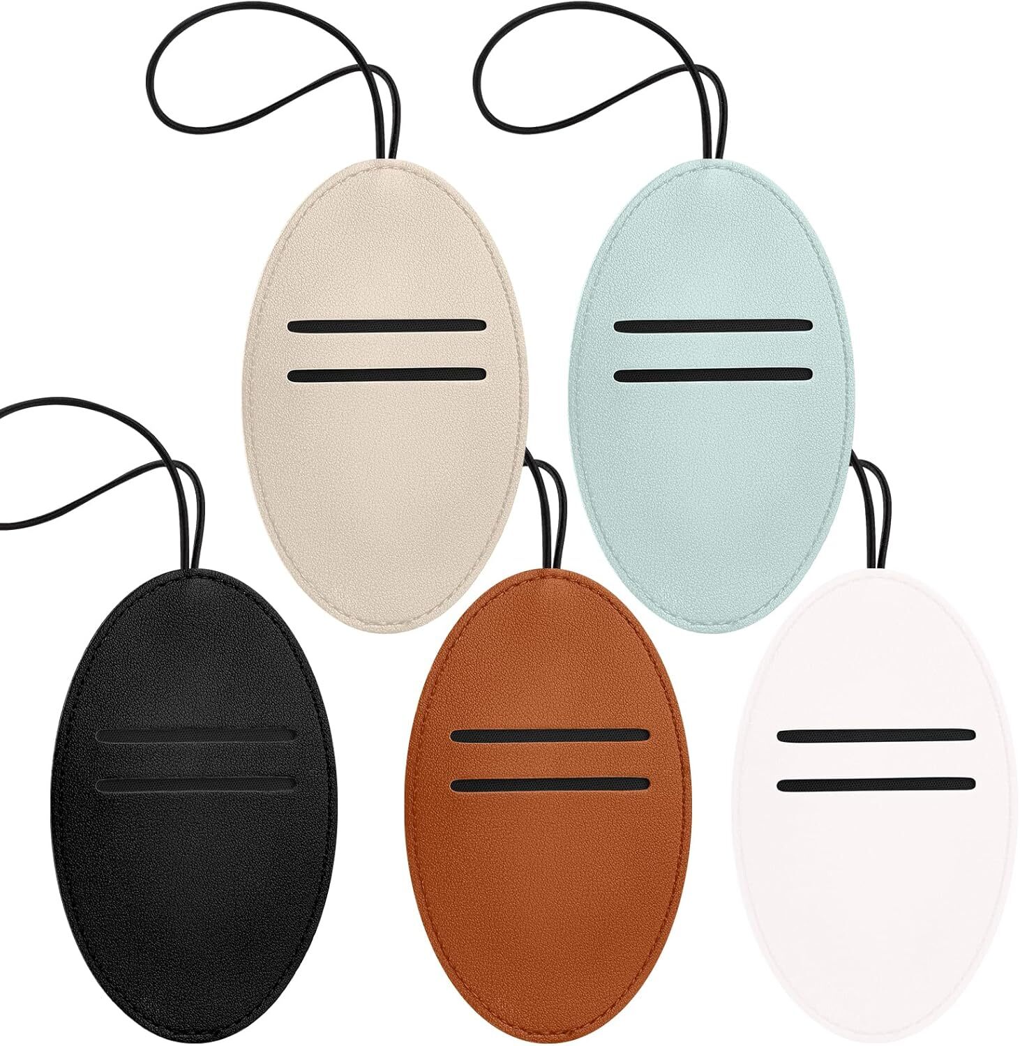Luggage Tags 5 Pack PU Leather for White Black Gray Blue Brown