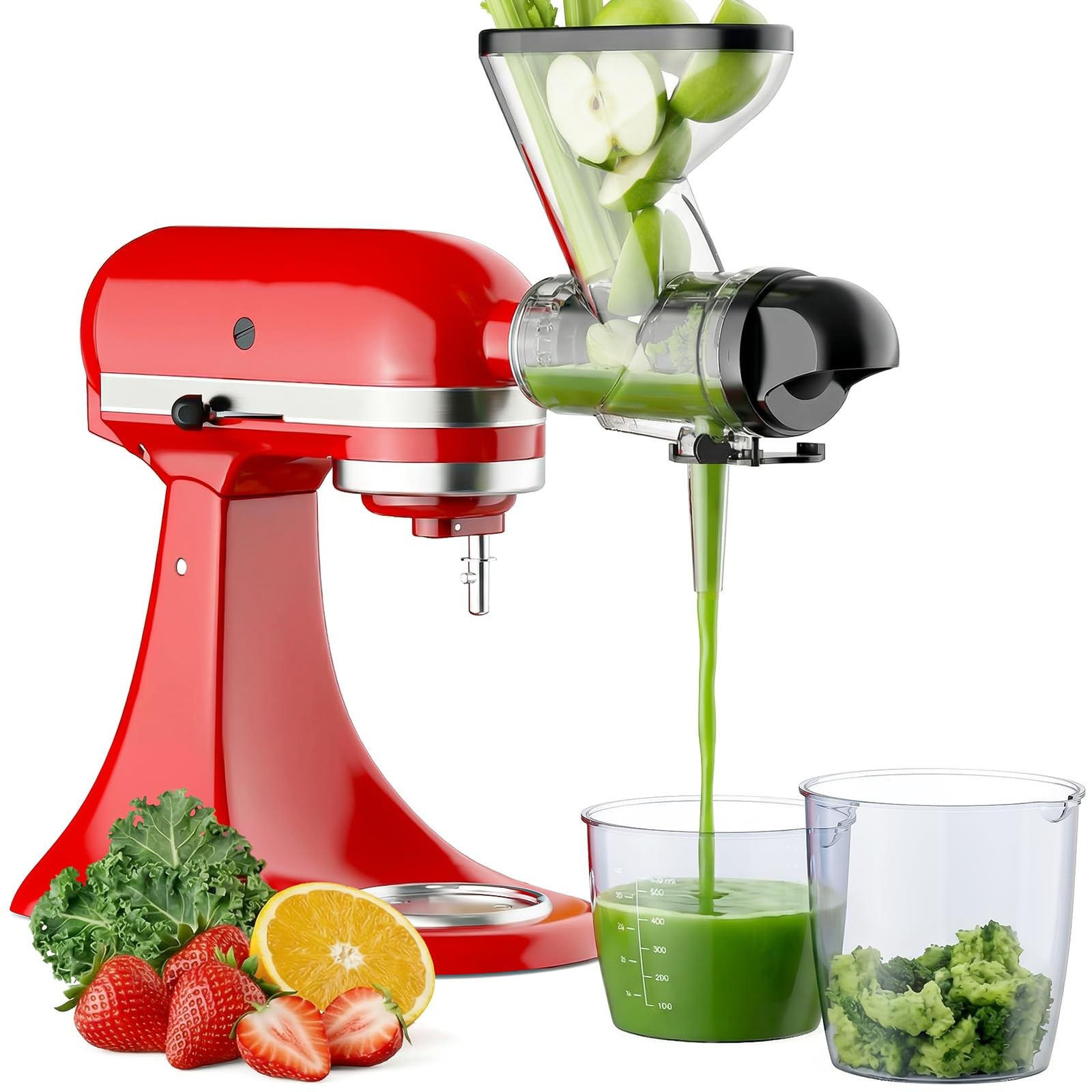 Masticating Juicer Attachment for KitchenAid Stand Mixer - Cold Press Dual Fe...
