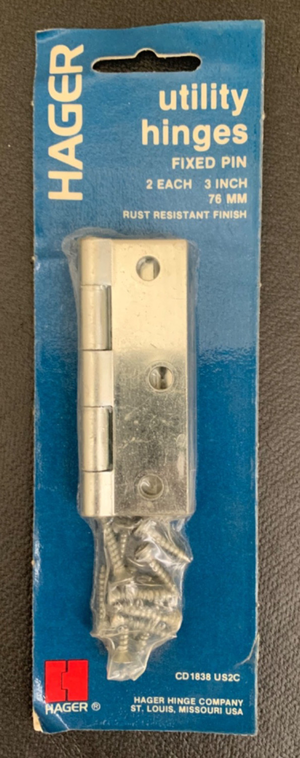 NOS Hager 2PC 3in. Steel Utility Hinges Fixed Pin CD1838 US2C Made in USA