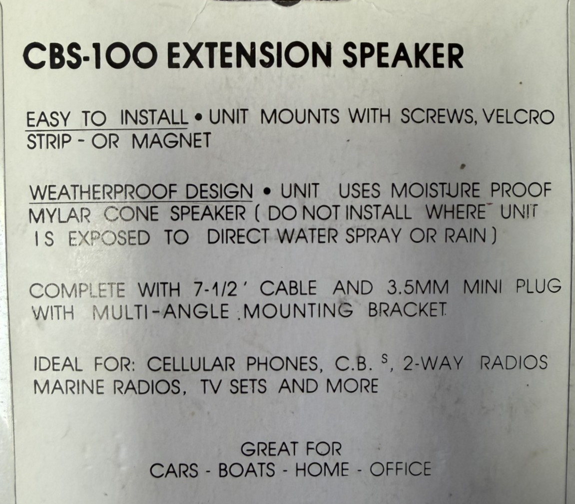 Speco CBS-100, Weatherproof Communications Extension Speaker