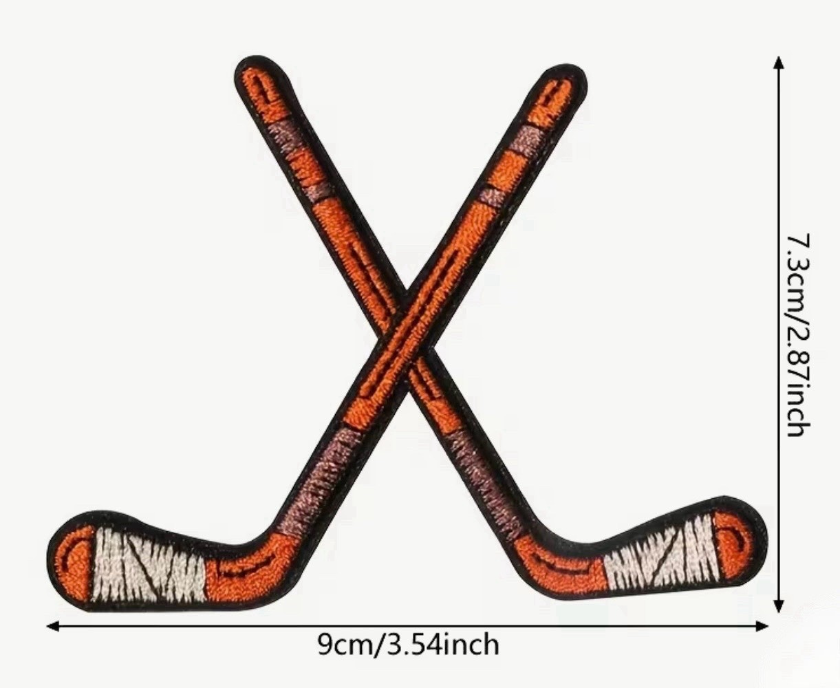 Hockey Sticks Embroidered Iron On Patch!