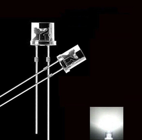 200PCS 5MM 2Pin Flat Top White LED Wide Angle Flat Head Light Lamp