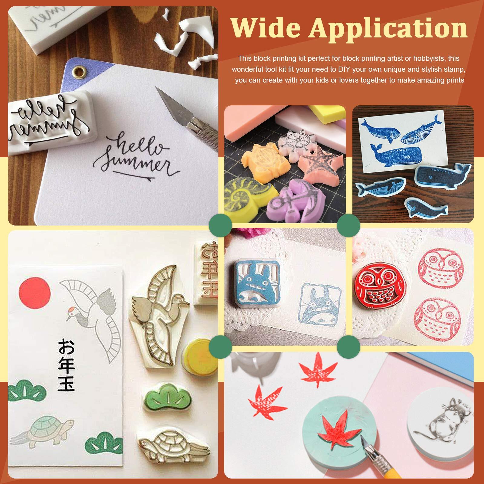 41 Pieces Rubber Stamp Making Kit 2 Carving Blocks 3 Tools Printmaking