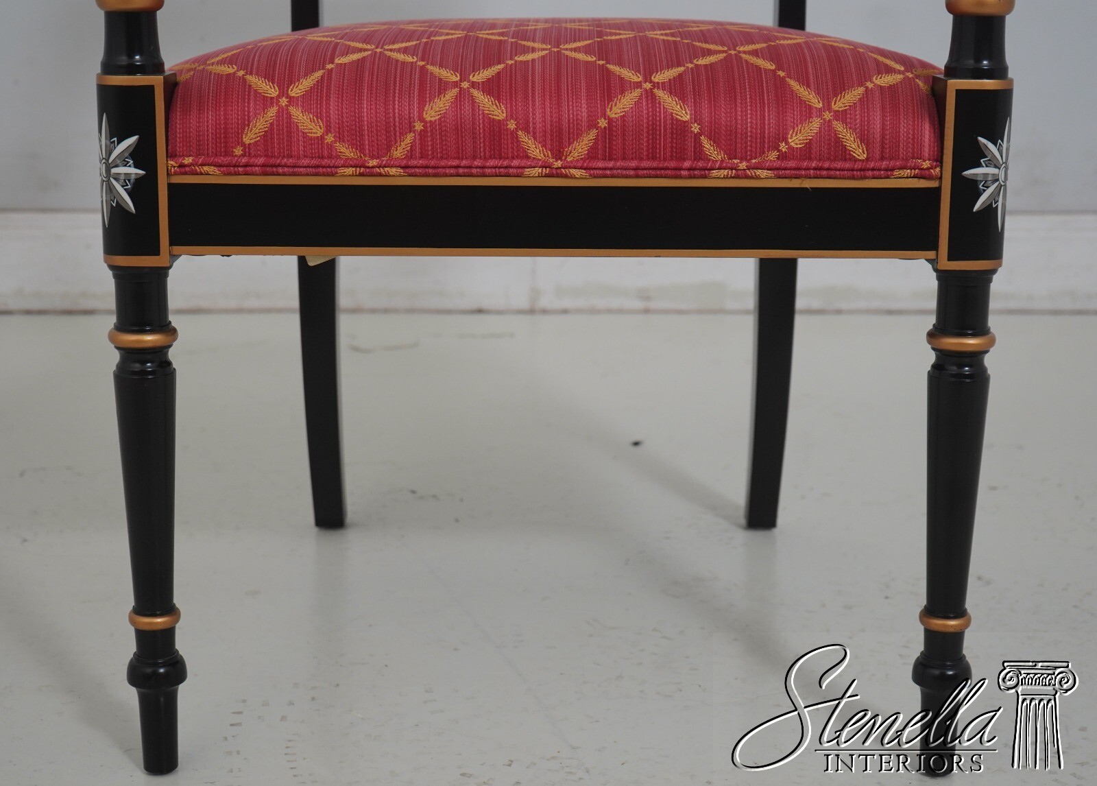 68782: KINDEL Regency Style Black Lacquer Armchair
