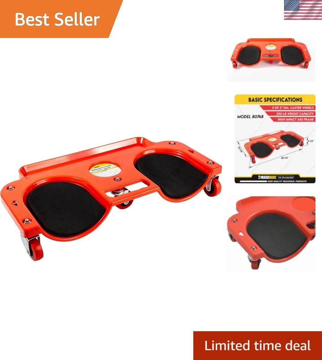 Lightweight Rolling Knee Creeper with Tool Tray & 5 Swivel Castors - Multi-Color