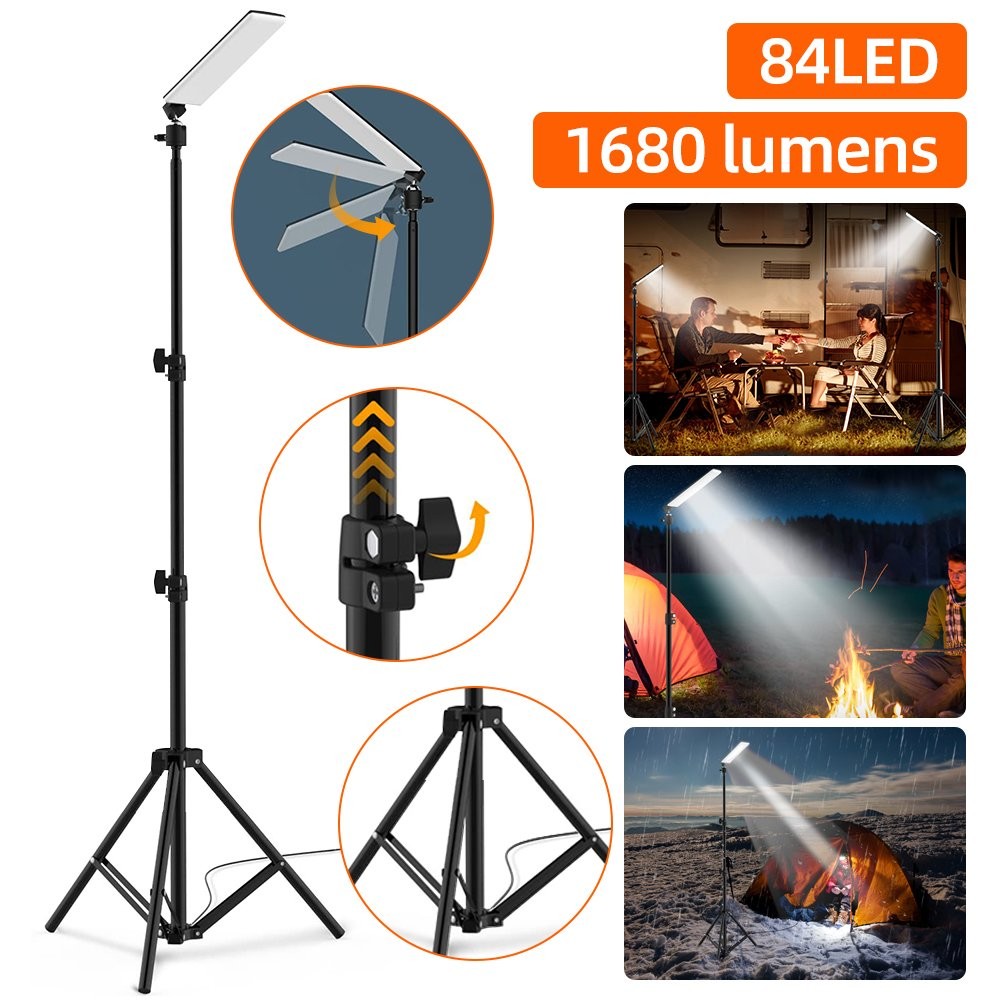Outdoor Camping Light Super Bright LED Grill Work Light Stand Telescoping Tripod