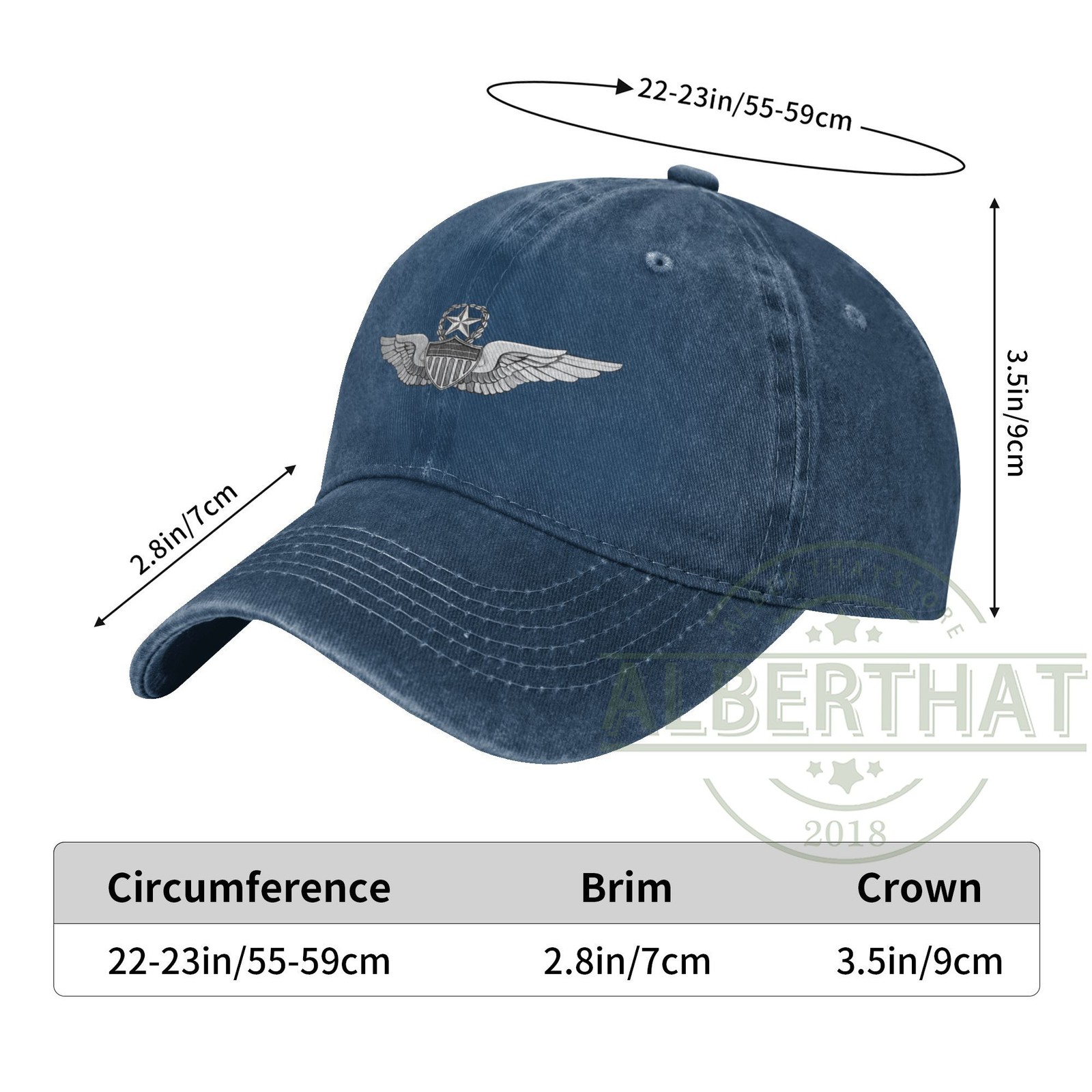 Army Master Aviator Wings Unisex Denim Hat Adjustable Baseball Cap