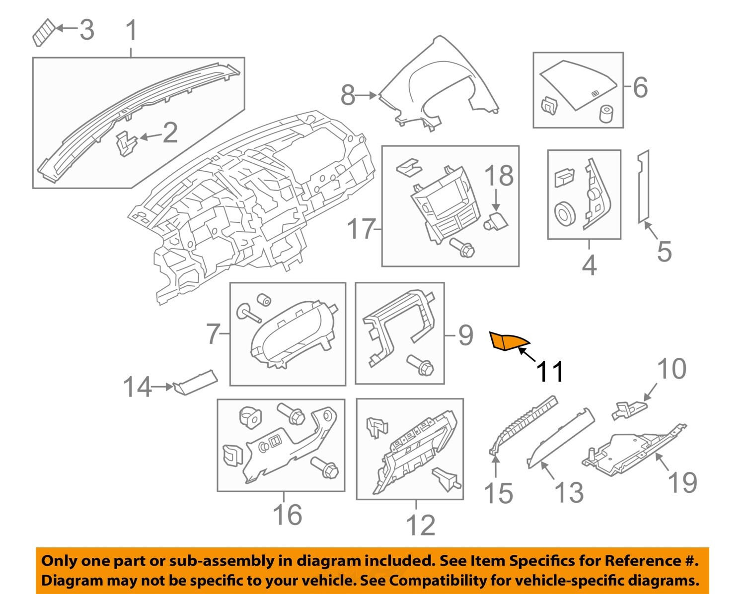FORD OEM 13-19 MKT Instrument Panel Components-Panel DE9Z74042A82CA