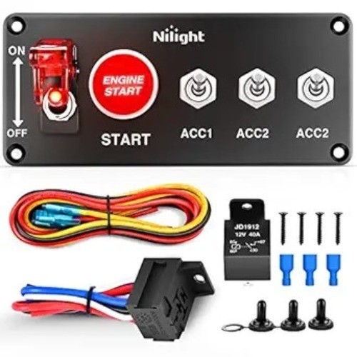 Ignition Switch Panel 12V 5 in 1 Rocker Switch with En Color: Red 5 in 1 Panel