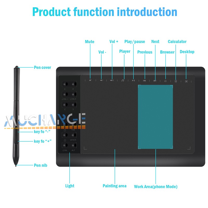 Digital Graphics Drawing Tablet Professional Working Tablet Battery-free pen