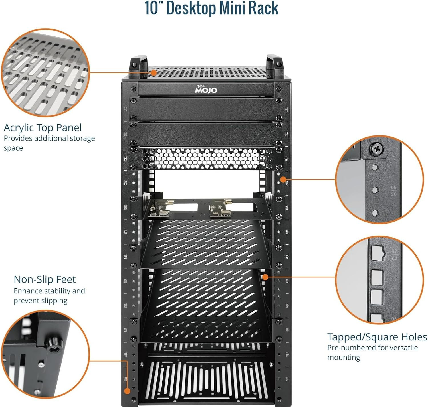 12U Network Rack, 10 Inch Mini Server Rack with 2 Side Translucent Panels & 2 To