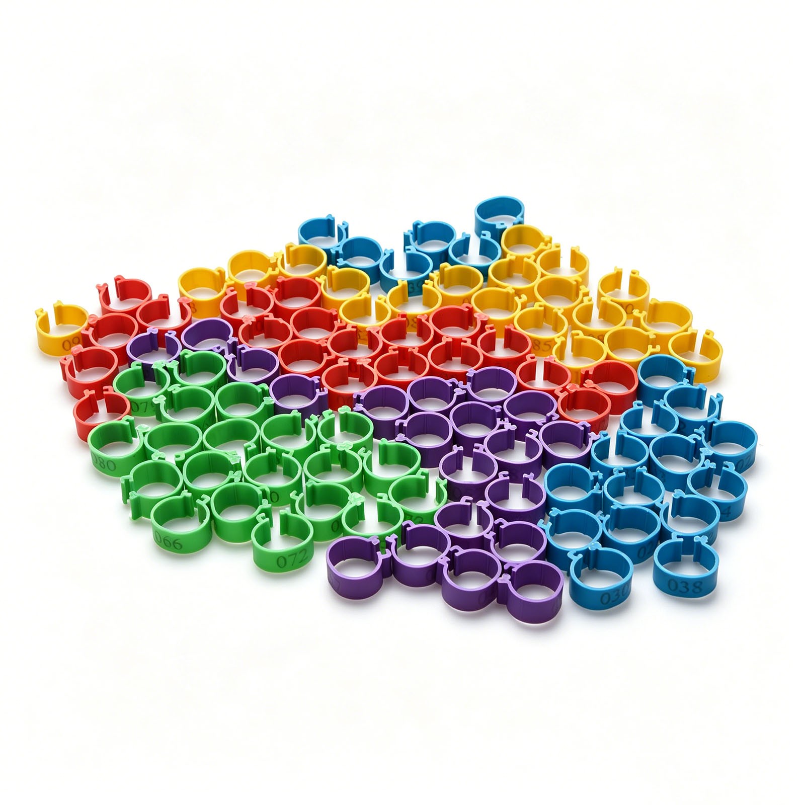 Poultry Leg Bands Numbered 100PCS 001-100 Reusable Plastic ID Rings for Coop