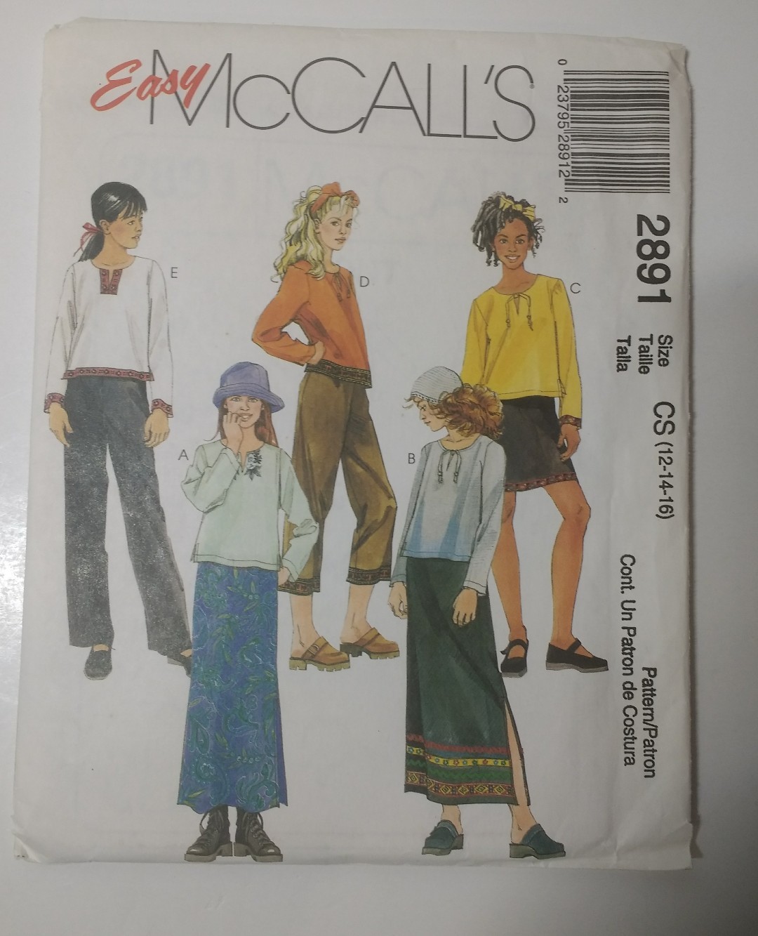 McCall's 2891 Size 12 14 16 Girls' Shirt Skirt Pants