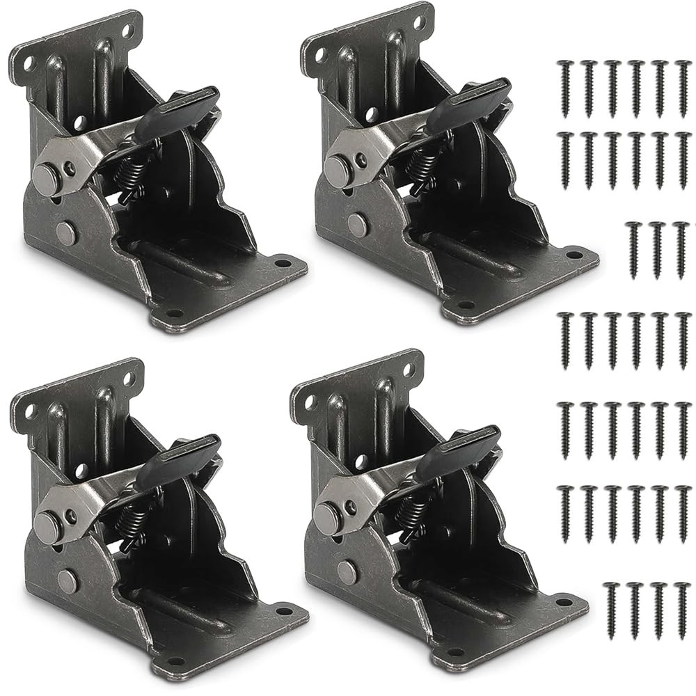4 Pack Self Locking Folding Hinge Brackets for Table Legs Furniture Cabinet