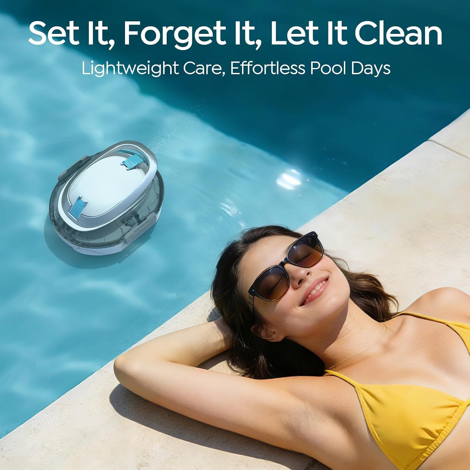 Pool Vacuum Robot for above Ground Pools, Cordless Operation, 80-Min Runtime