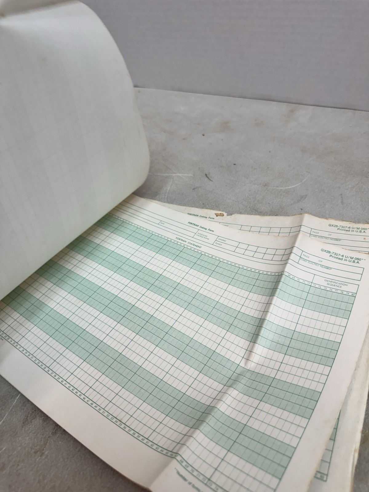 vintage ibm fortran coding form gx28-7327-6 u/m 050