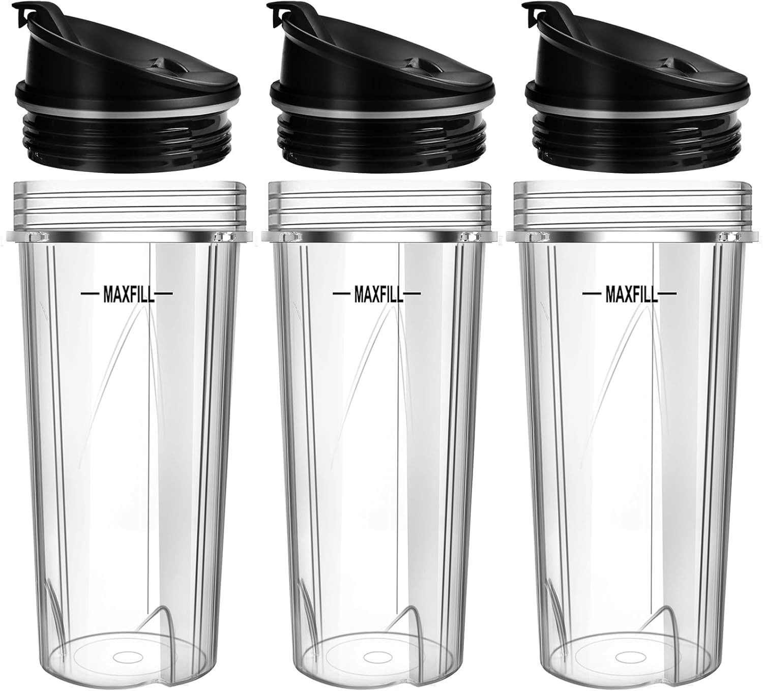 16 oz Ninja Blender Cups Replacement, 3 Pack Cups with Lids, Compatible with QB3