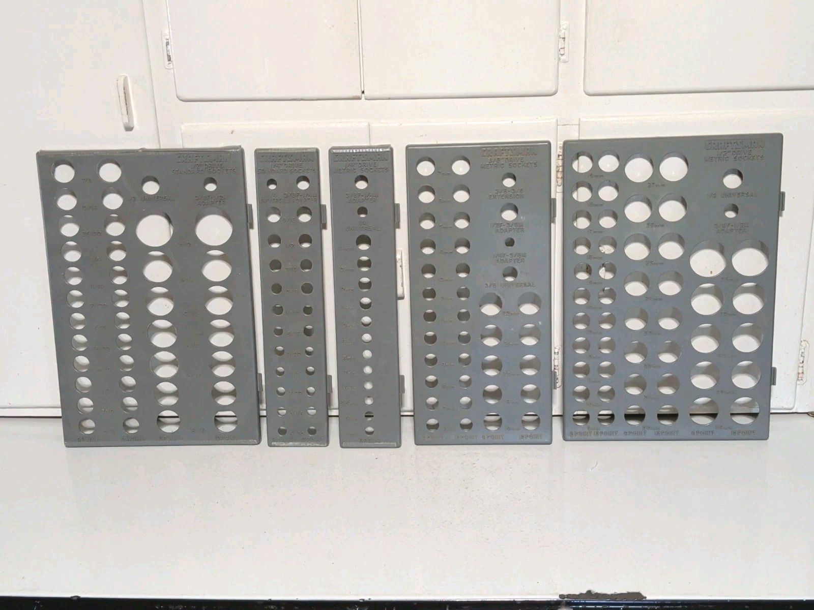 Craftsman Metric & Standard Socket Organizers, 1/4”, 3/8” & 1/2” Drivers Lot