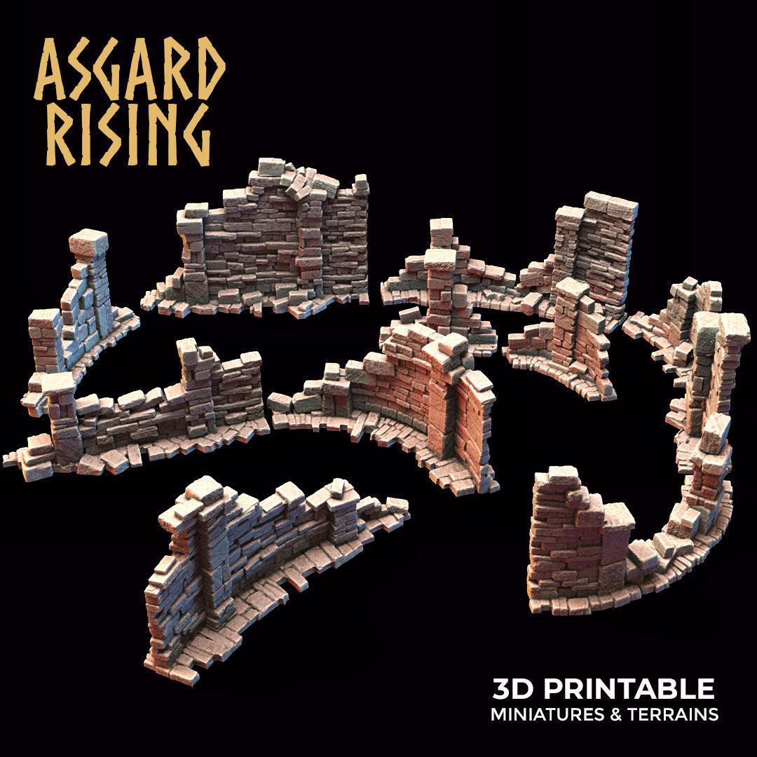 3D Printed Asgard Rising Stone Construction Ruins Small Ruins Set 28mm - 32mm