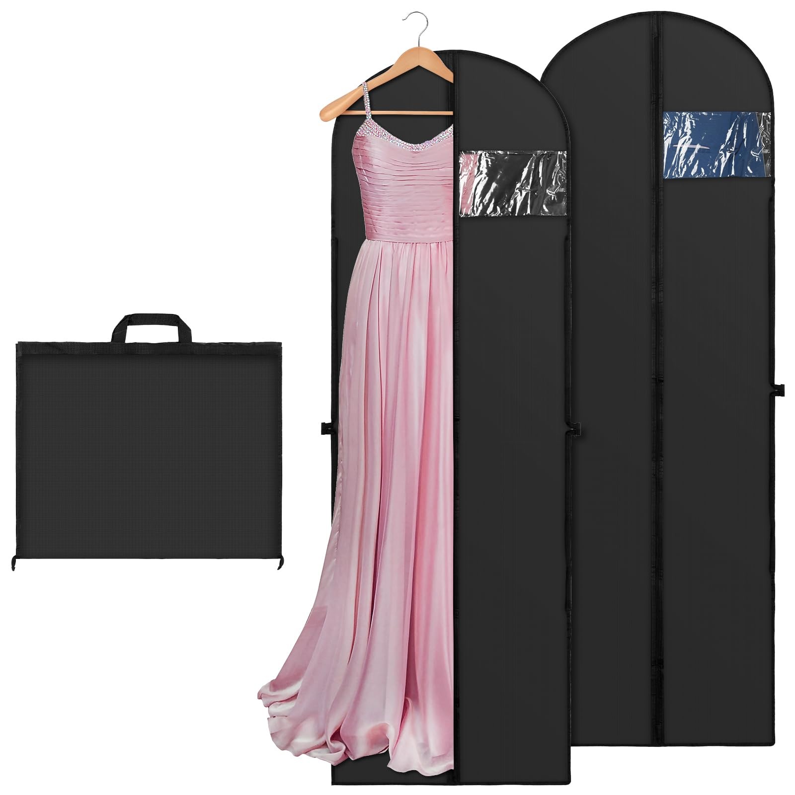 Black 70" Garment Bags for Long Dress Gown Tuxedo Waterproof Dustproof 2 Pack
