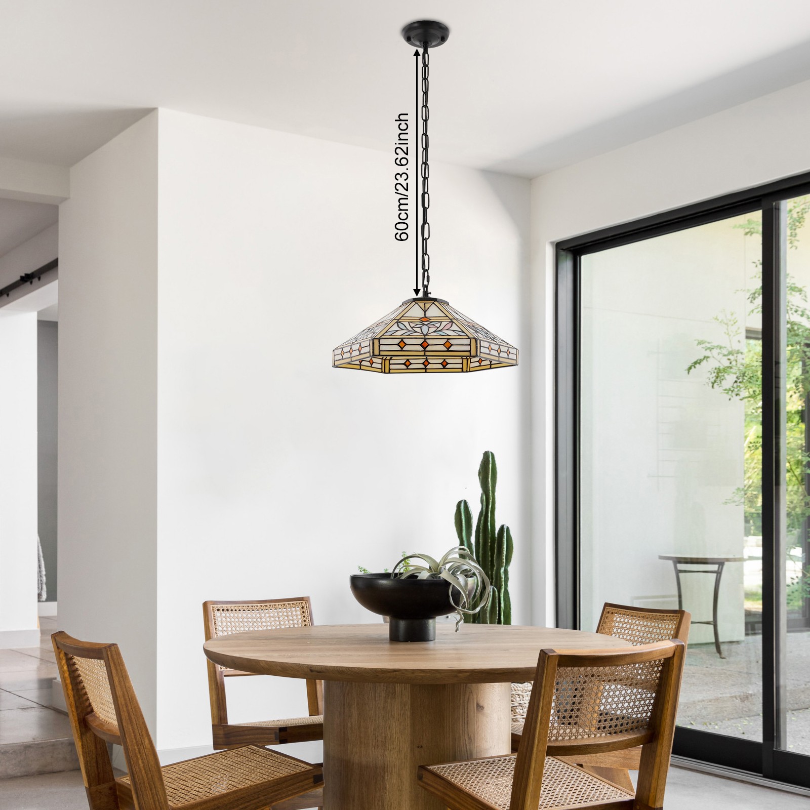 Pendant Light - 2-Light Iron & Glass, Ceiling Mount, Adjustable Height 5-60cm