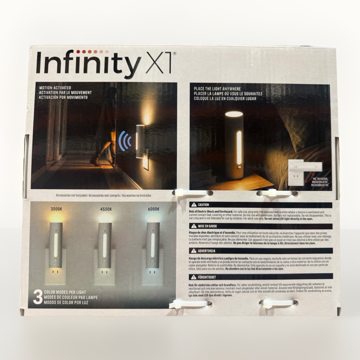 Infinity X1 Power Failure Night Light 3-Pack Motion Sensor Emergency USB-C NEW