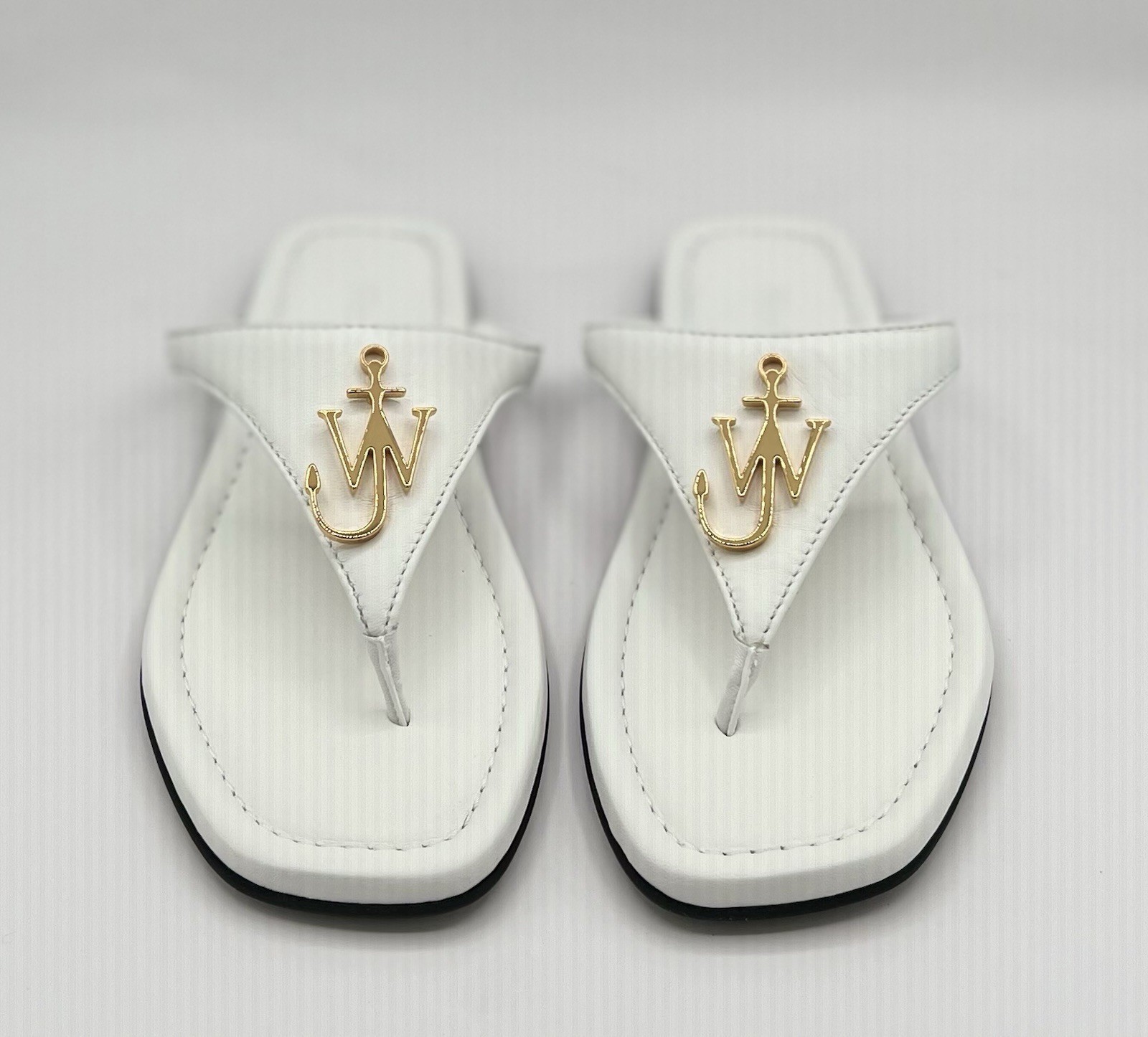JW Anderson NIB Women's Lamb Anchor Slip On Slide Sandals White