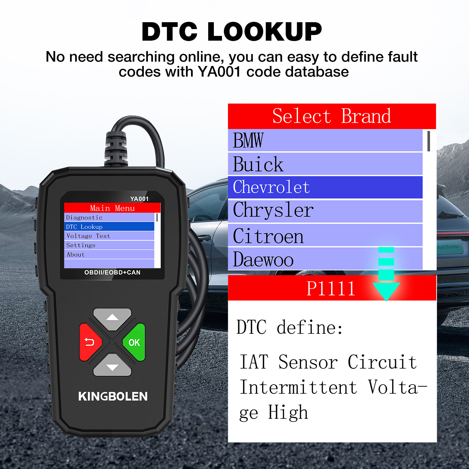 KINGBOLEN YA001 OBD2 Scanner Code Reader Clear Car Check Engine Diagnostic Tool