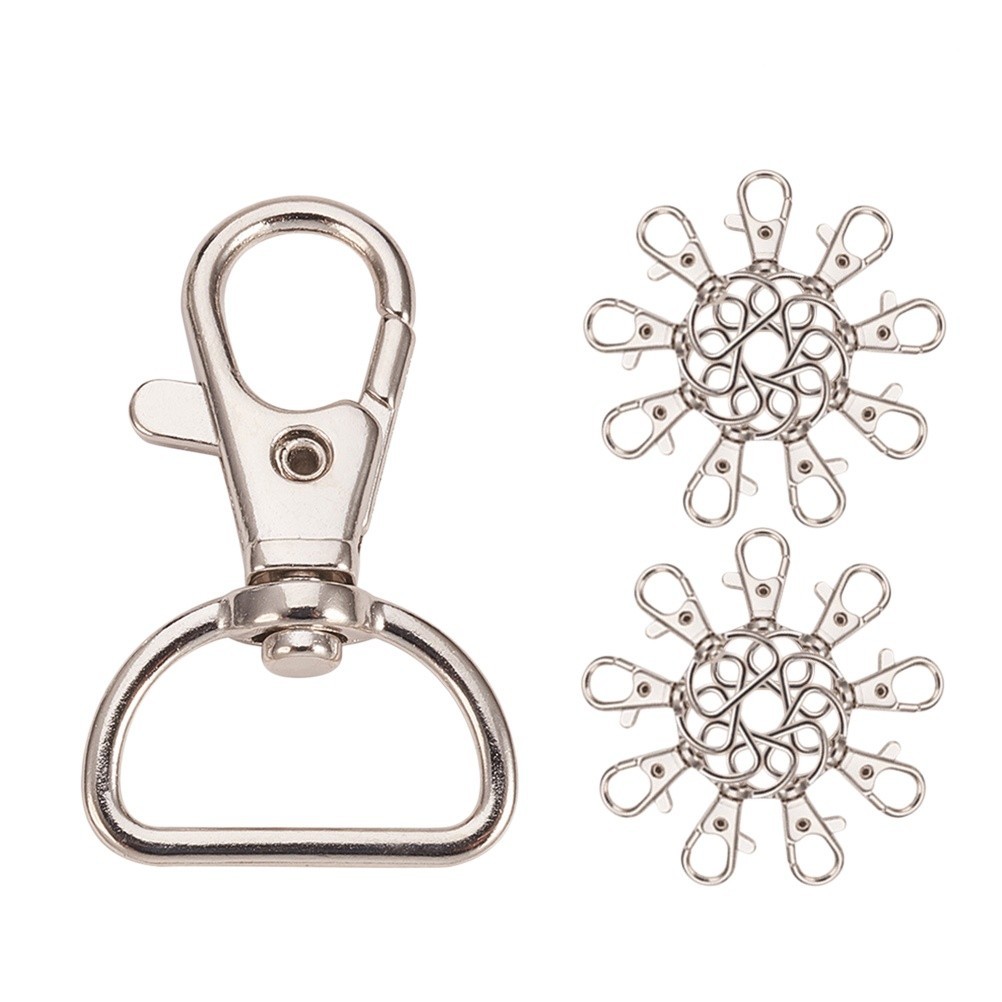 20 Packs DIY Tag Clips Silver Alloy Durable Swivel Hook for Keychains