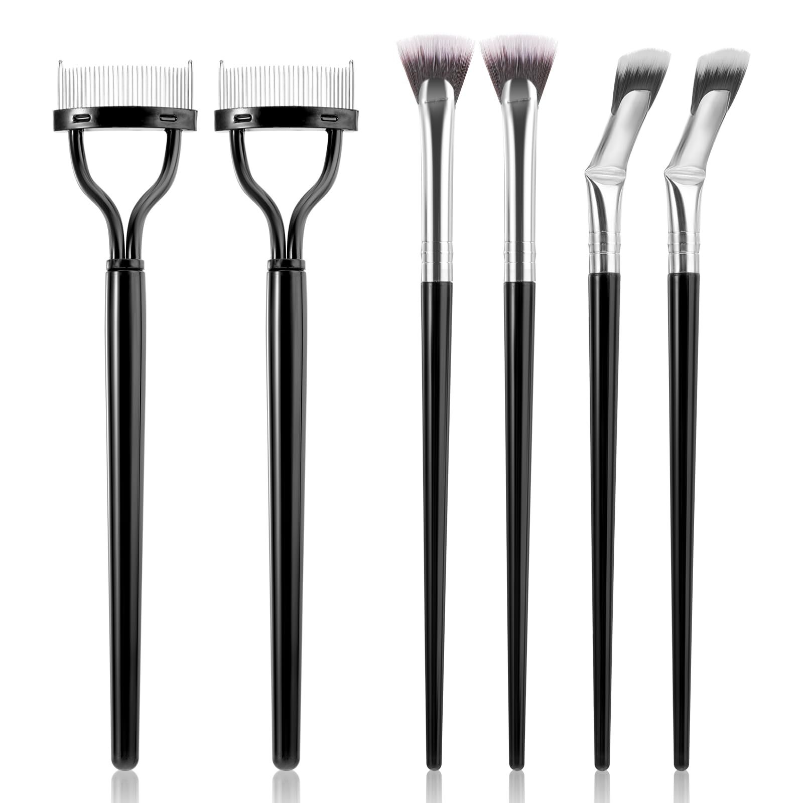 6Pcs Mascara Fan Brush for Lashes Multifunctional Folding Angle Scalloped Las...