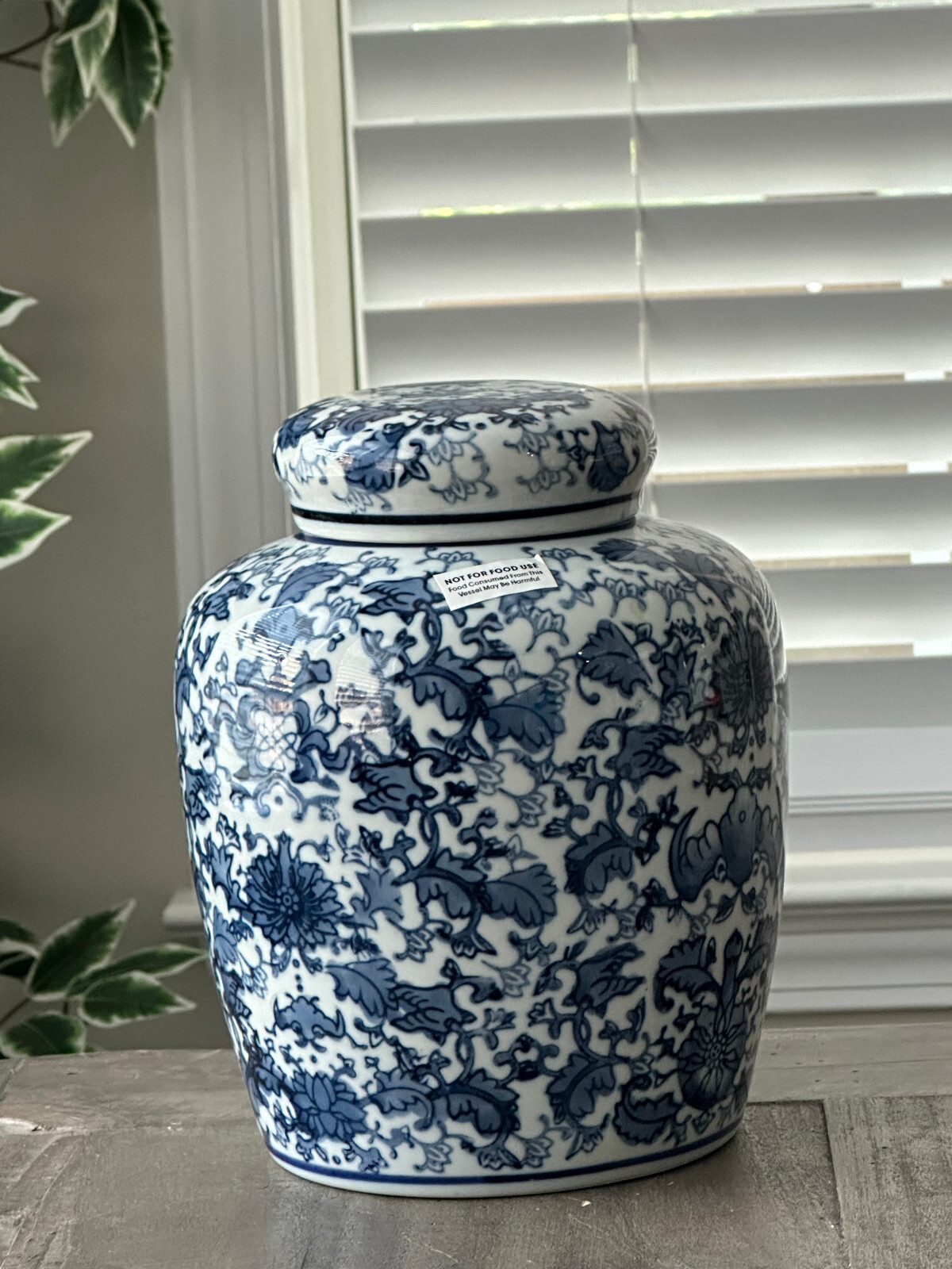 Creative Co-op 6-1/4" Rnd x 8-1/4"H Decorative Ceramic Ginger Jar Blue/White New